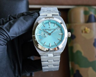 Vacheron Constantin Overseas 42mm Men Mechanical Blue Face Silver Stainless Steel Strap Watch